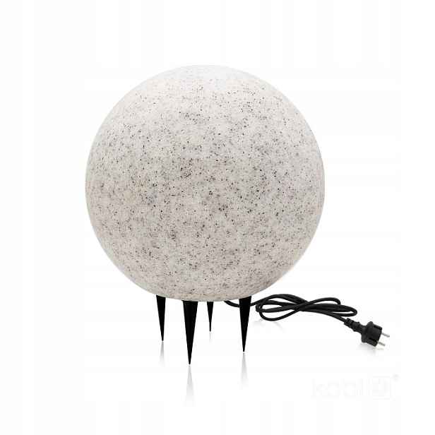 Zahradní lampa koule 25 cm svítící kamenná imitace mramoru šedá IP65 Kobi