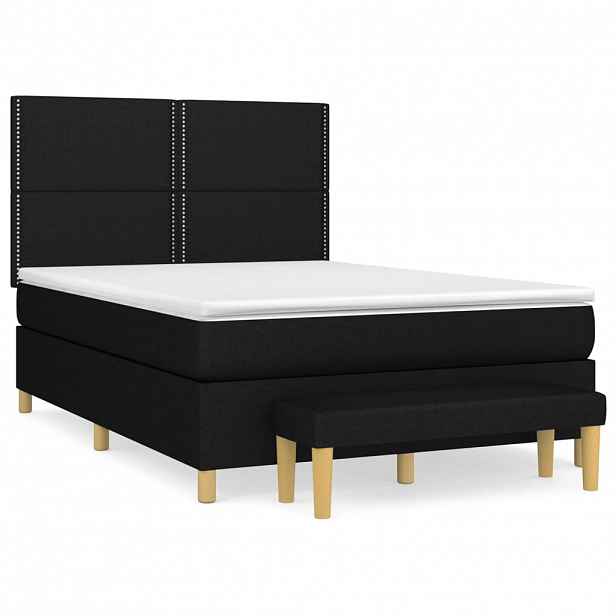 vidaXL Box spring postel s matrací černá 140 x 190 cm textil