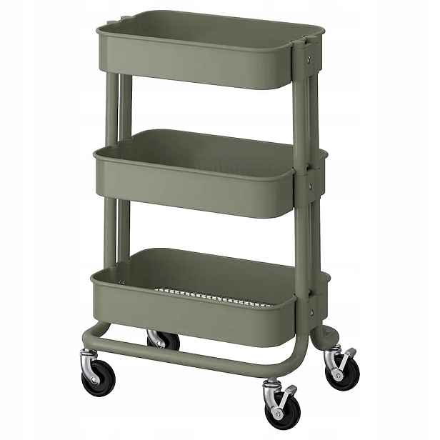 Ikea Raskog kuchyňský vozík na kolečkách mobilní bar šedozelený 28x38x61 cm