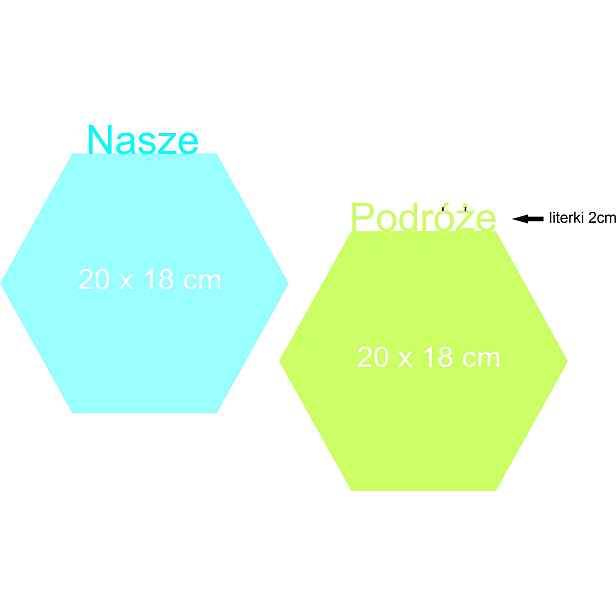 Naše cestování Hexagon kovová tabule magnety mnohoúhelník Barevná 20 cm