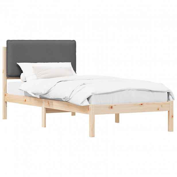 vidaXL Rám postele s čalouněným čelem Tmavě šedá 90 x 190 cm
