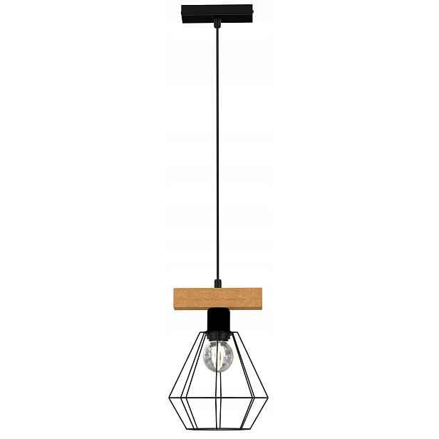 Závěsná stropní lampa Vastra černá hnědá 1xE27 loft nastavitelná drátěnka