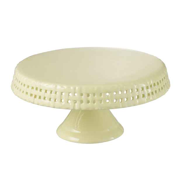 Žlutý keramický podnos na noze Hella Yellow M - Ø 25*12cm J-Line by Jolipa