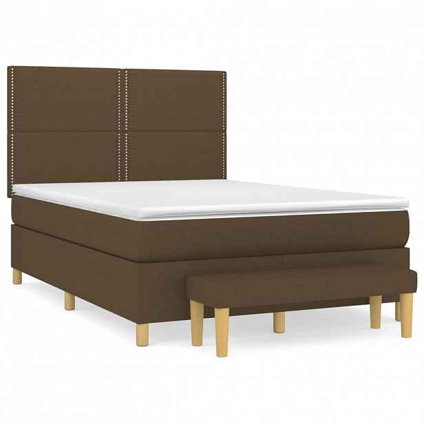 vidaXL Box spring postel s matrací tmavě hnědá 140x190 cm textil