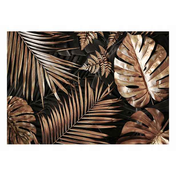 Fototapeta 3D Listy Monstera Palmy Zlaté 312x219