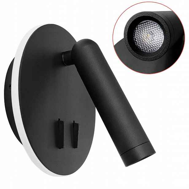 Nástěnná lampa Loft Černá Matná Nástěnná Led lampa Černá Nastavitelná Otočná