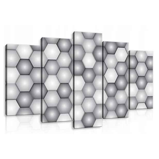 Obraz 100x60 Geometrický vzor hexagony abstrakce šedá bílá minimalismus