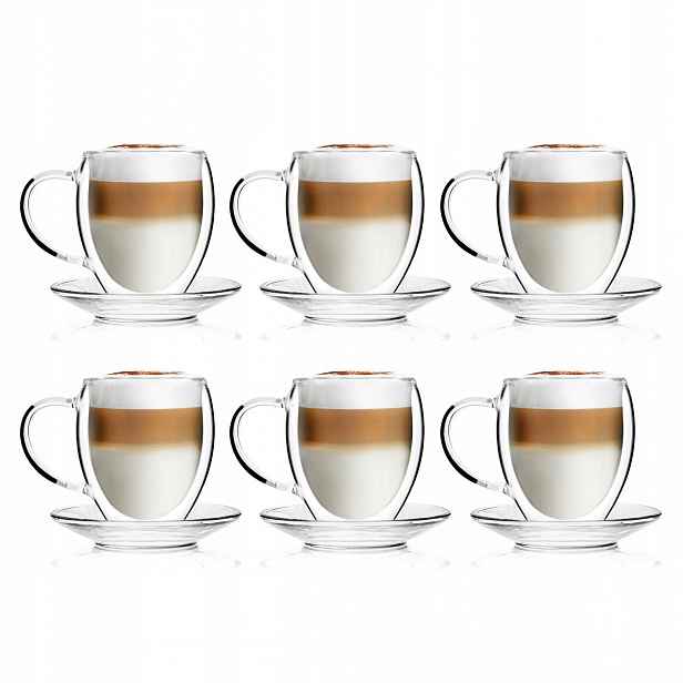 Termosklenice na kávu Vialli Design Noa 250 ml 6 ks podšálky Glasmark