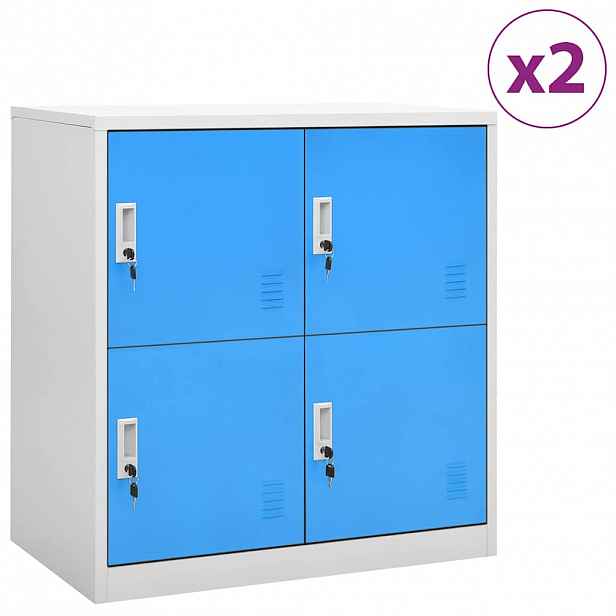 vidaXL Uzamykatelné skříně 2 ks světle šedé a modré 90x45x92,5 cm ocel
