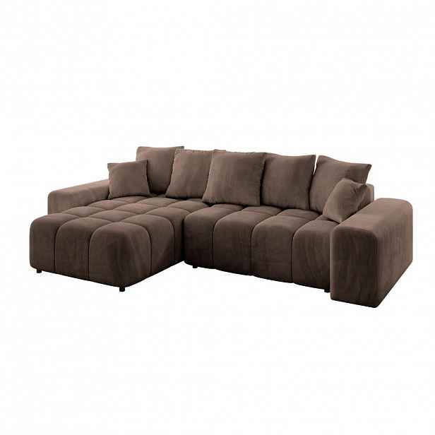 ALTDECOR ROHOVÁ SEDACÍ SOUPRAVA s otomanem vlevo ENIL-L 297x189x68 hnědý velur