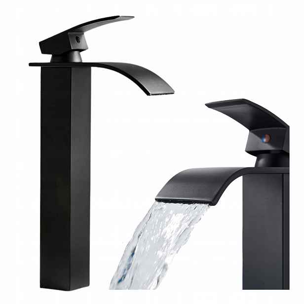 Baterie Na Umyvadlo Černá Stojící Baterie Mosaz Na Desku Vodopád Pevný