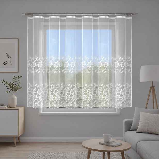 Dekorační žakárová záclona s řasící páskou HIPSUT 160 bílá 300x160 cm MyBestHome
