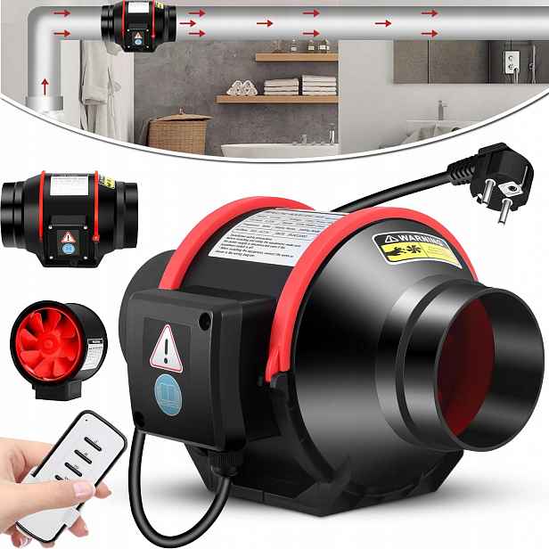 Kanálový Trubkový Ventilátor 100 MM, Odtah Kouře, Tichý Kanálový Ventilátor