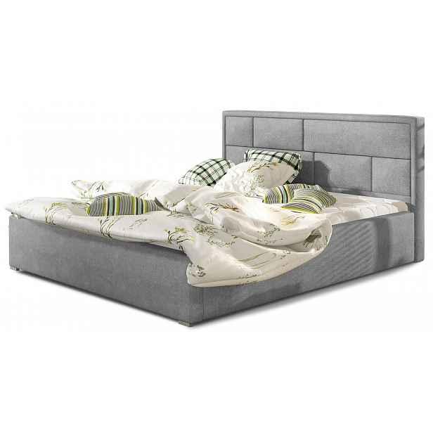 Manželská čalouněná postel 160x200 LUXERIO 1 - světle šedá