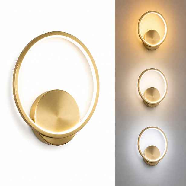 Nástěnná lampa Zlatá Moderní Ring pro Ložnice Led 3000-6000K 12W