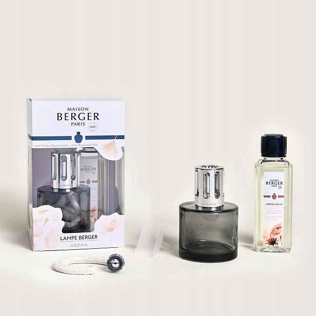 Sada Maison Berger katalytická lampa Aroma Relax Grey náplň Aroma Relax