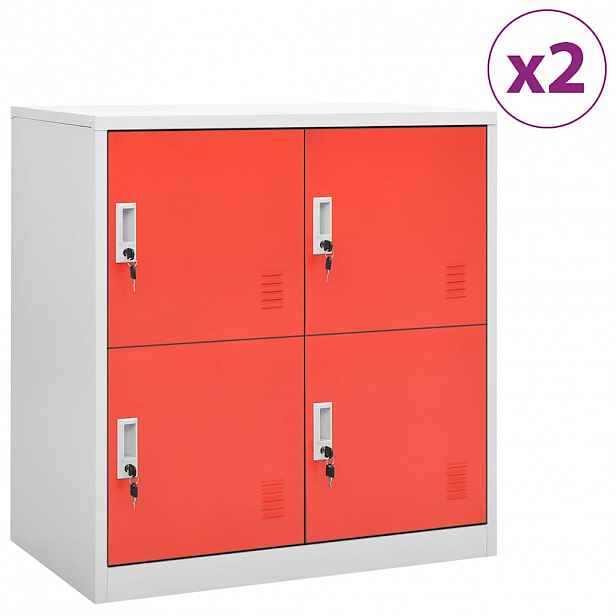 vidaXL Uzamykatelné skříně 2 ks světle šedé a červené 90x45x92,5 cm