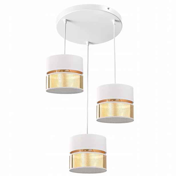 Závěsná Lampa Lustr Stínidlo S Dírkami Zlatá E27 Led Bílá Polská