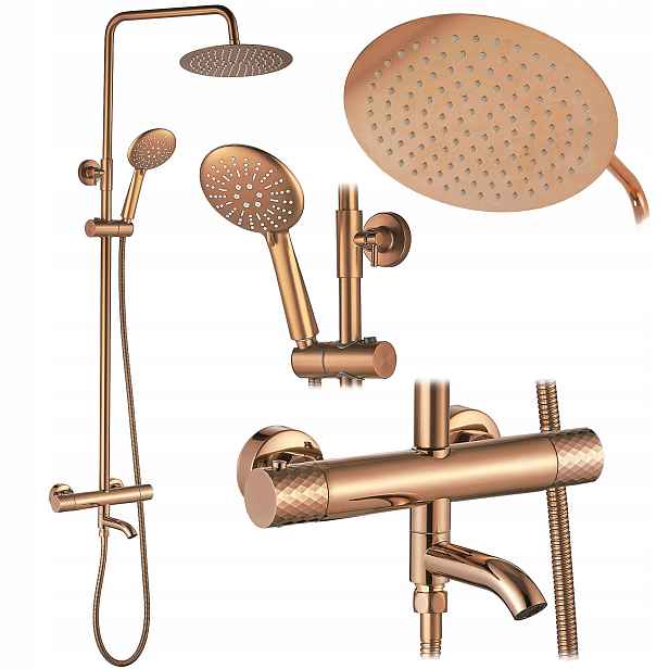 Sprchový Set Měděný Rea Lungo Diamond Vaně S Termostatickou Baterií