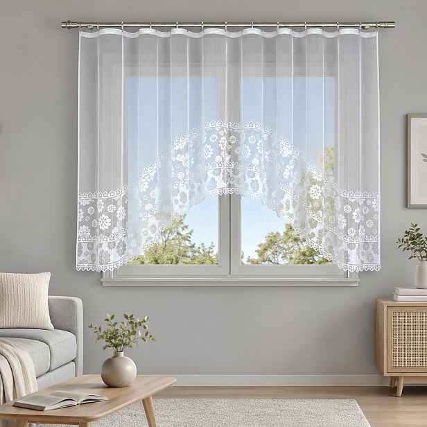 Dekorační žakárová záclona s řasící páskou JOHANA 170 bílá 300x170 cm MyBestHome