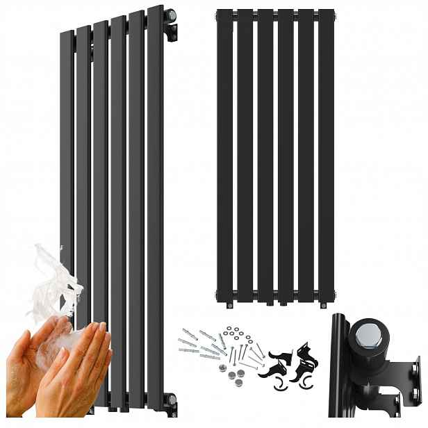Vertikální ozdobný radiátor 1100x450 Černý radiátor 553W panelový Fero