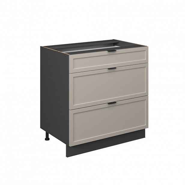 Vicco SPODNÍ SKŘÍŇKA KUCHYŇSKÉ LINKY Fame-Line GreyBeige 80 cm se 3 zásuvkami, bez pracovní desky