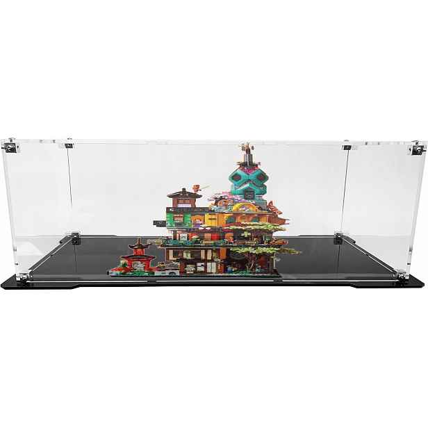 Vitrína s černou základnou pro stavebnici Lego 71741 Zahrady města Ninjago