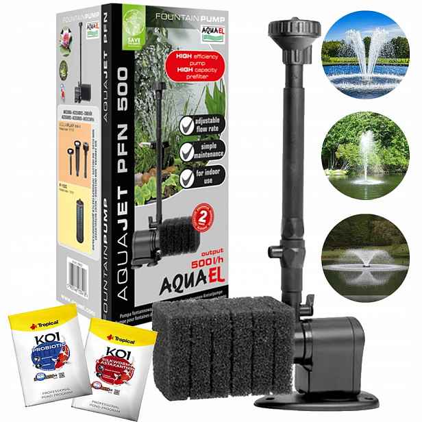 Aquael PFN-500 Fontánové čerpadlo pro jezírko 4,4W 500l/h Bonus