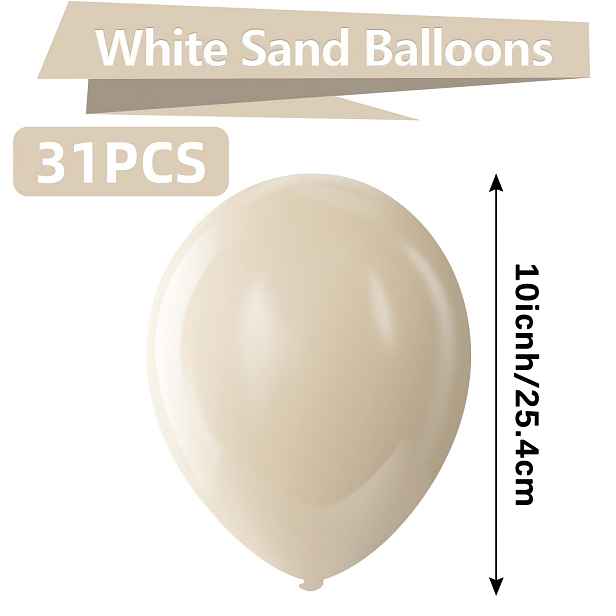 TEMU 31 ks balónků z latexu v pískově bílé barvě, vhodné pro bohémský unisex, svatební sprchy, narozeniny, svatby, zásnuby, Valentýna, Den , křtiny,