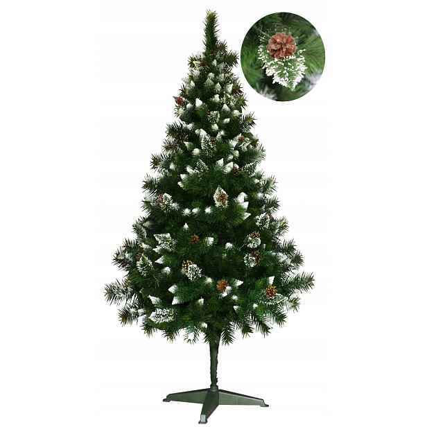 Umělý vánoční stromeček Diamantový sníh šišky 220 cm