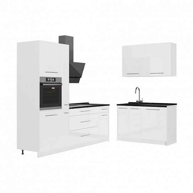 Vicco KUCHYNĚ Fame-Line, Bílá vysoký lesk/Bílá, 220 x 120 cm, PD Antracit