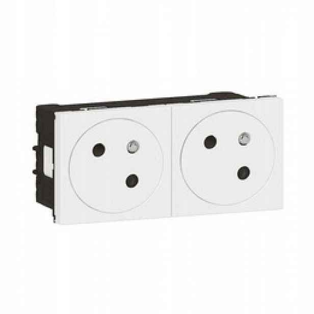 Zásuvka 2x 2P+Z kombinovaná 45st 4M bílá Legrand 278164L