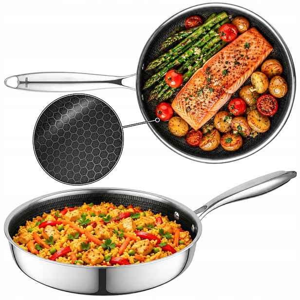 Ocelová pánev indukční plynová hluboká 28 cm pro gastronomickou troubu