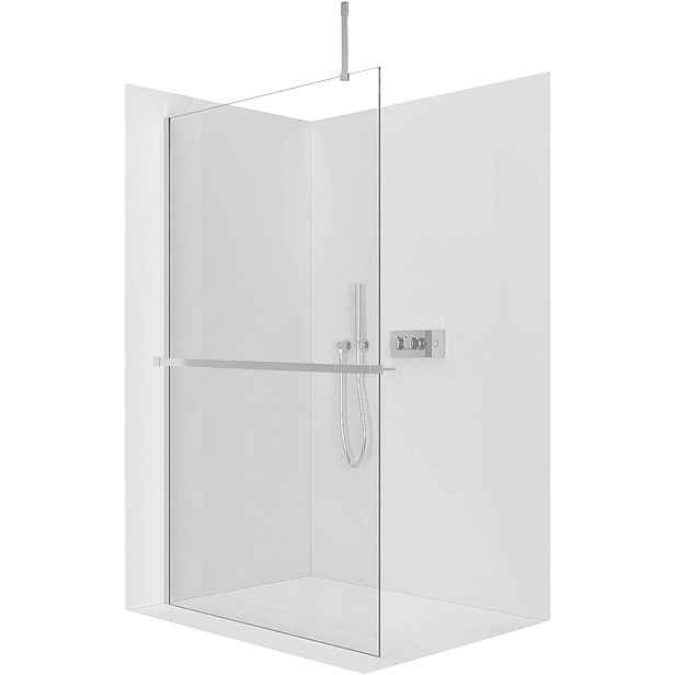 Sprchová zástěna Walk-in Onyx Top Cube L/P - 8 mm - hranatá vzpěra + polička/držák na ručníky - chrom, transparentní sklo - 60x200 cm