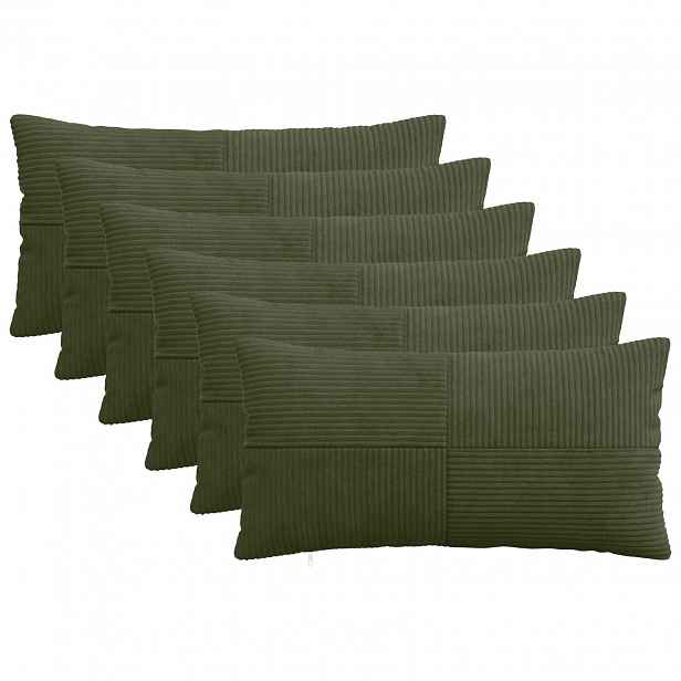 vidaXL Povlak na polštář 6 pcs ALMELO Zelená 40 x 80 cm manšestr