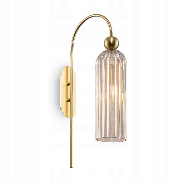 Nástěnná lampa zlatá s koňakovým skleněným glamour stínítkem Maytoni