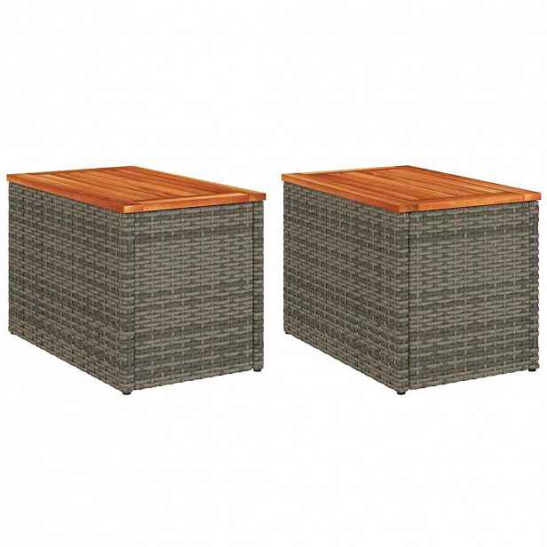 vidaXL Zahradní odkládací stolky 2 ks šedé 55x34x37 cm polyratan masiv