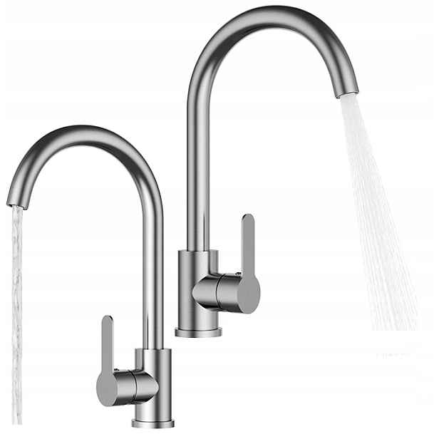 Kuchyňská Baterie Inox Prestige Plus Zaoblený Vývod Do Dřezu S Kohoutkem