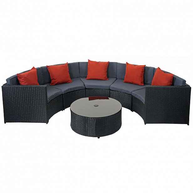 MCW POLY-RATTAN SADA KULATÁ Černá, antracitová, oranžová