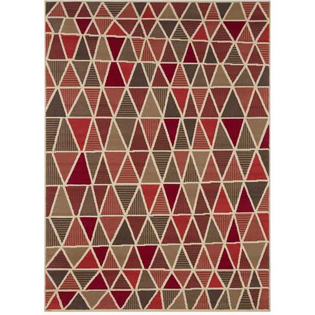 Moderní geometrický červený koberec do obývacího pokoje s měkkým vlasem 120 x 160 cm