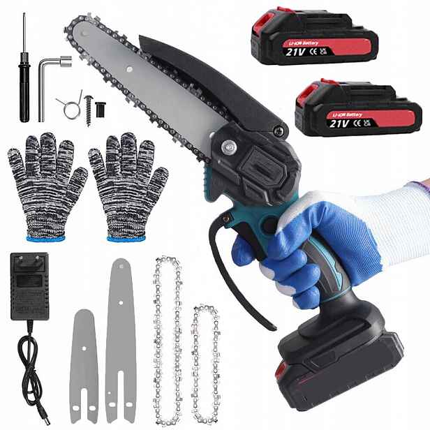 Řetězová Pila Mini Akumulátorová 4" 6" Pro Větve S 2 Ks Akumulátorů