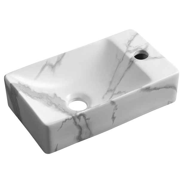 Sapho MARGITHA keramické umývátko 38x22cm, otvor pro baterii vpravo, carrara