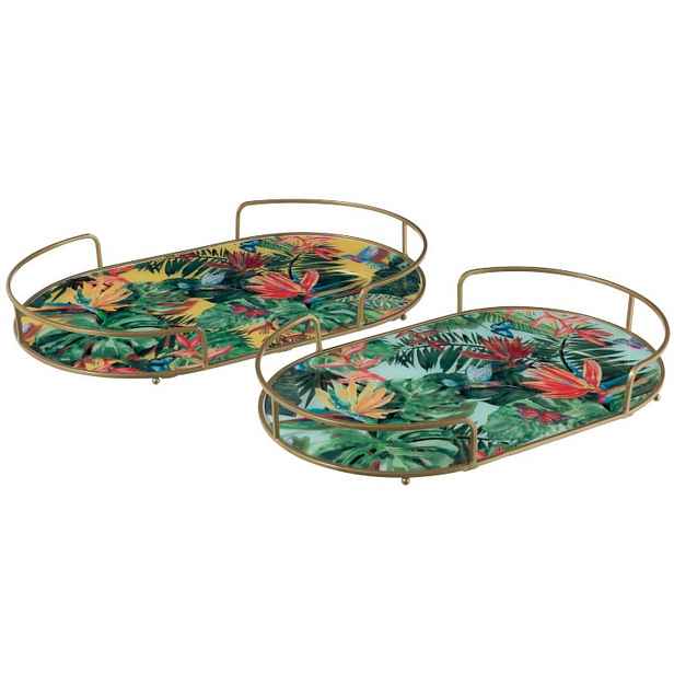 Set 2 podnosů s držadly Tropical - 46*29*5,5 cm J-Line by Jolipa