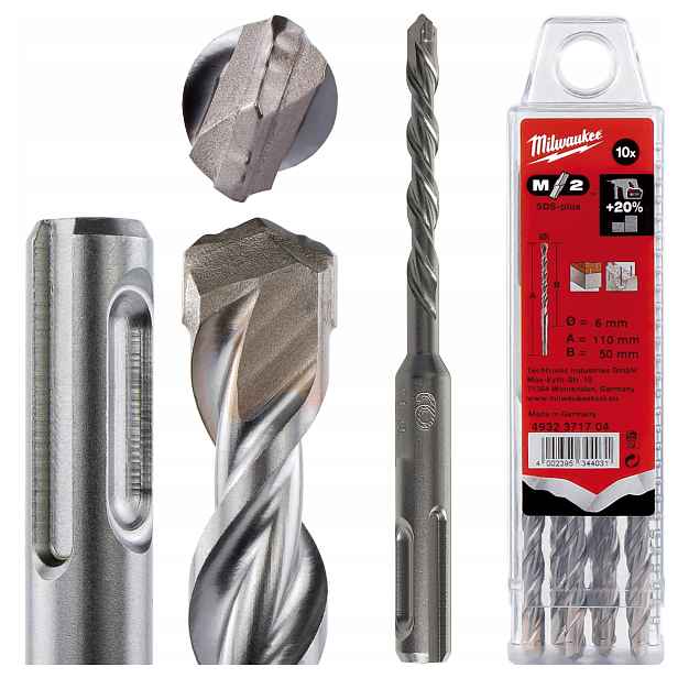 Vrtáky betonu Sds Plus 6 x 50/110 mm 10 ks Milwaukee M2