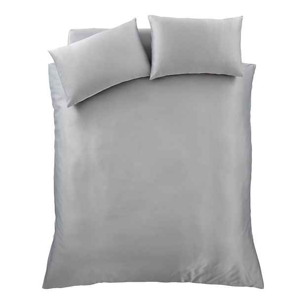 Šedé saténové povlečení na dvoulůžko/prodloužené 230x220 cm Silky Soft – Catherine Lansfield