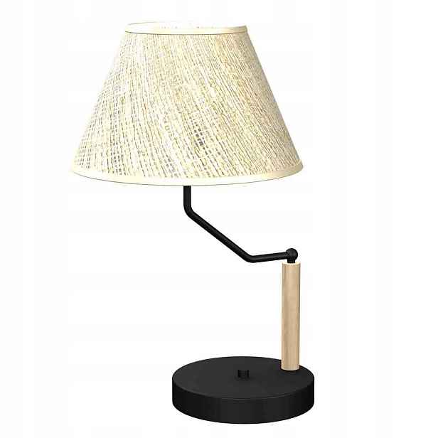 Stolní lampa Noční Milagro Etna Black MLP7278 E27 60W Kov Dřevo Len 50c