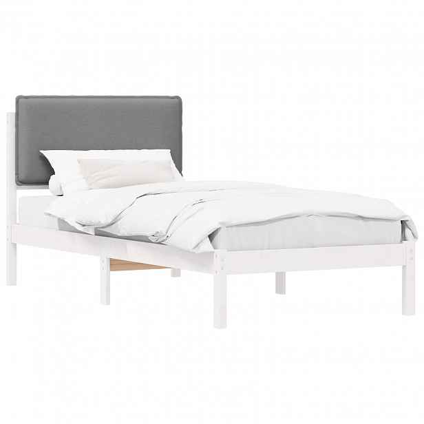 vidaXL Rám postele s čalouněným čelem Světle šedá 75 x 190 cm