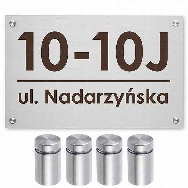 Adresní štítek Premium Nerezová Ocel (laser) s číslem domu, hnědý