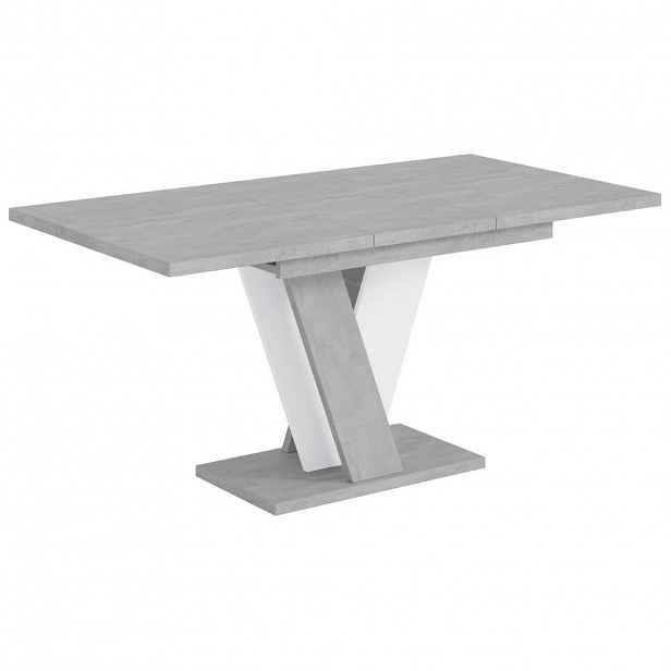 ALTDECOR VÝSUVNÝ jídelní stůl 120–160 × 90 × 75 cm – vzhled betonu K350/bílá – INEY