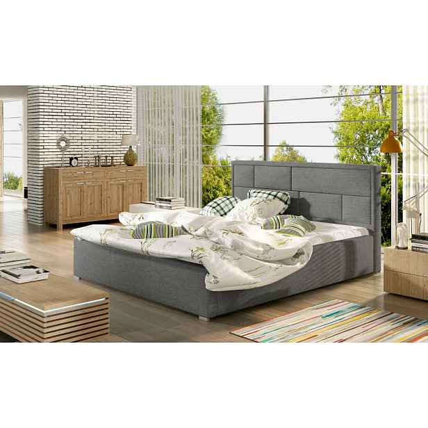 Manželská čalouněná postel 180x200 LUXERIO 1 - šedá